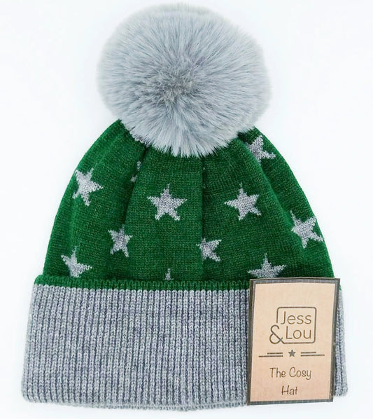 Star Bobble Hat - Green