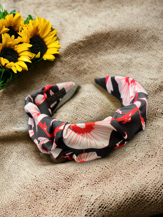 Floral Headband - Black/Red