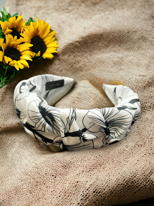 Floral Headband - Black/White