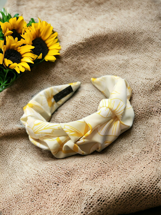 Floral Headband - Beige/Gold