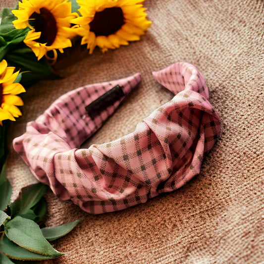 Gingham Headband - Pink/Black