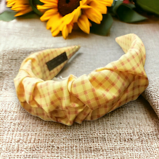 Gingham Headband - Pink/Yellow