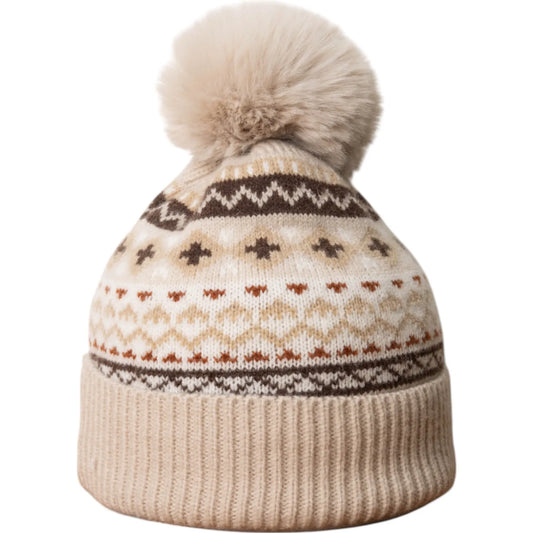 Nordic Bobble Hat - Beige