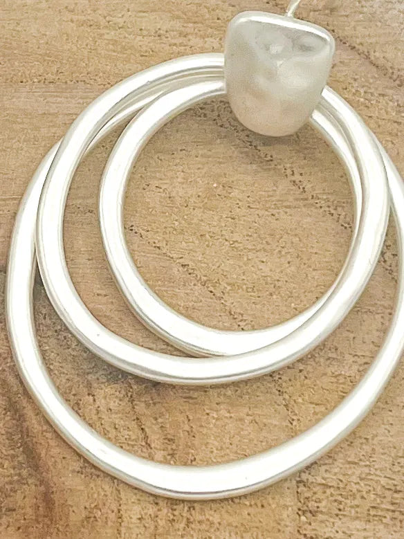 Drop Triple Loop Earrings - Silver