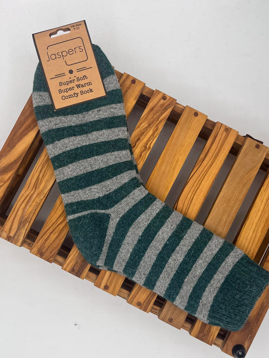 Unisex Striped Cosy Socks - Green