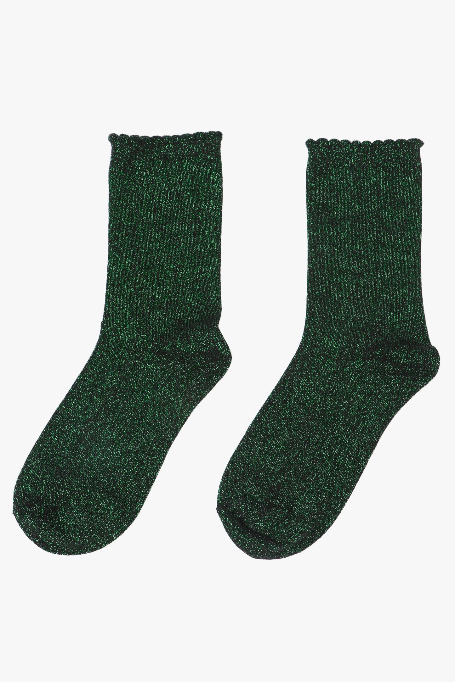 Women's Glitter Socks - Black/Green