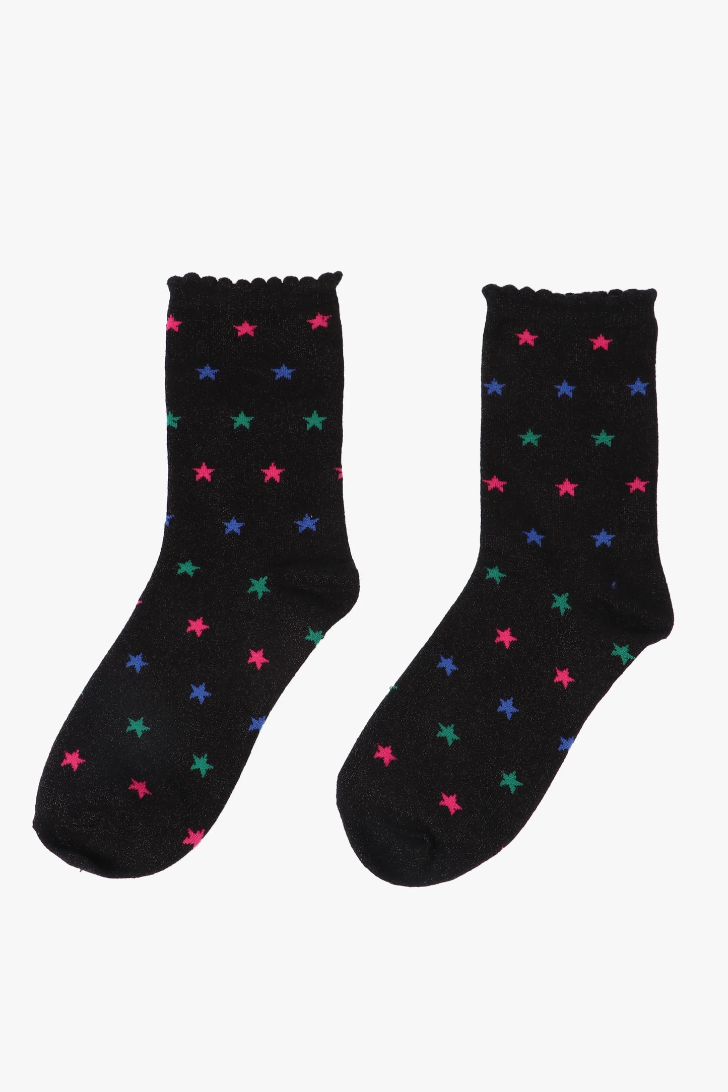 Women's Glitter Socks - Black/Multi Stars