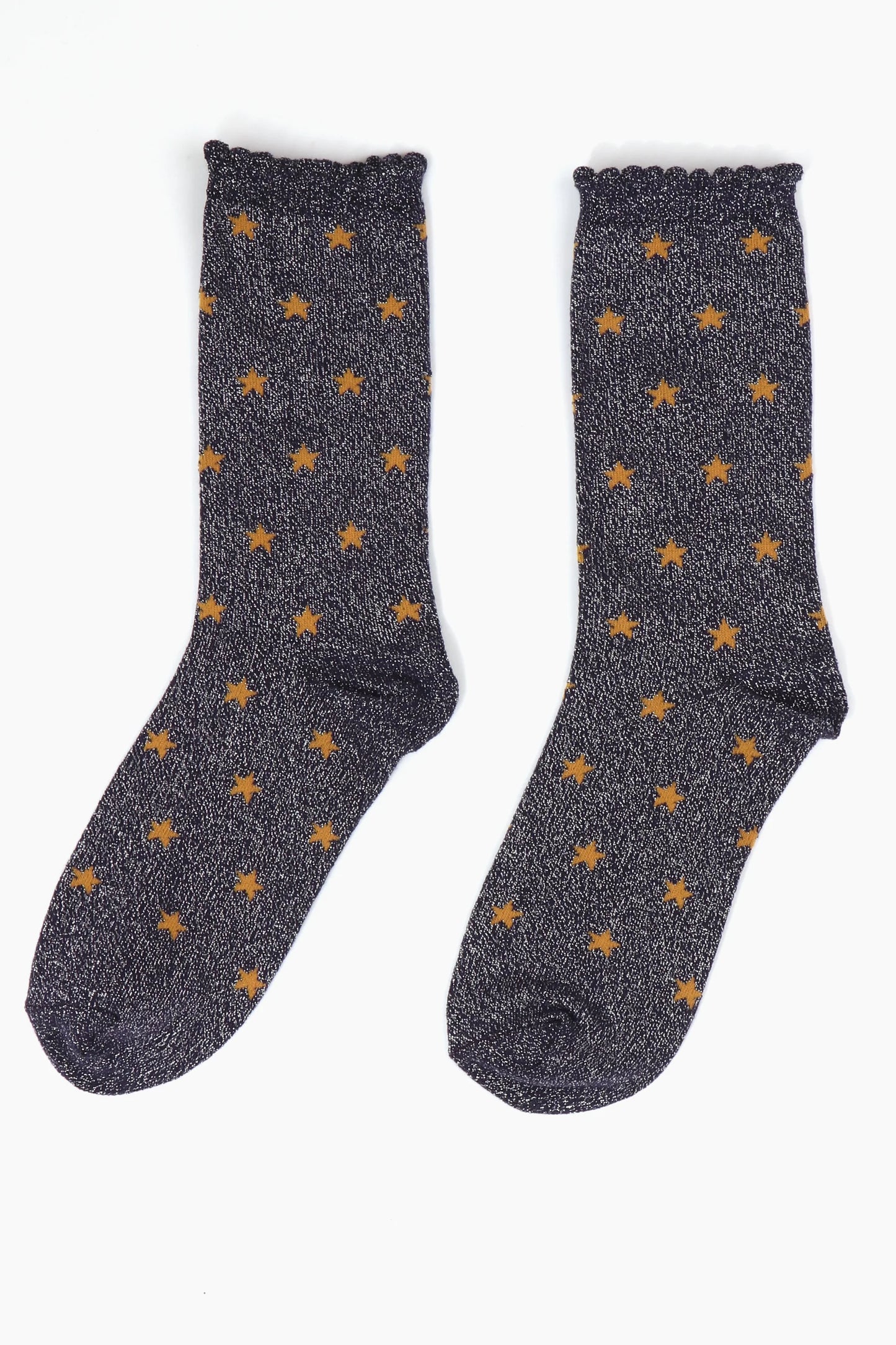 Women's Glitter Socks - Navy Stars
