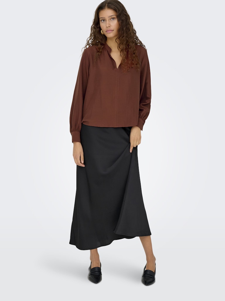 Celeste V-Neck Top - Cherry Mahogany