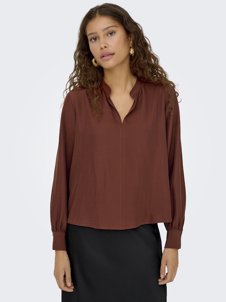 Celeste V-Neck Top - Cherry Mahogany
