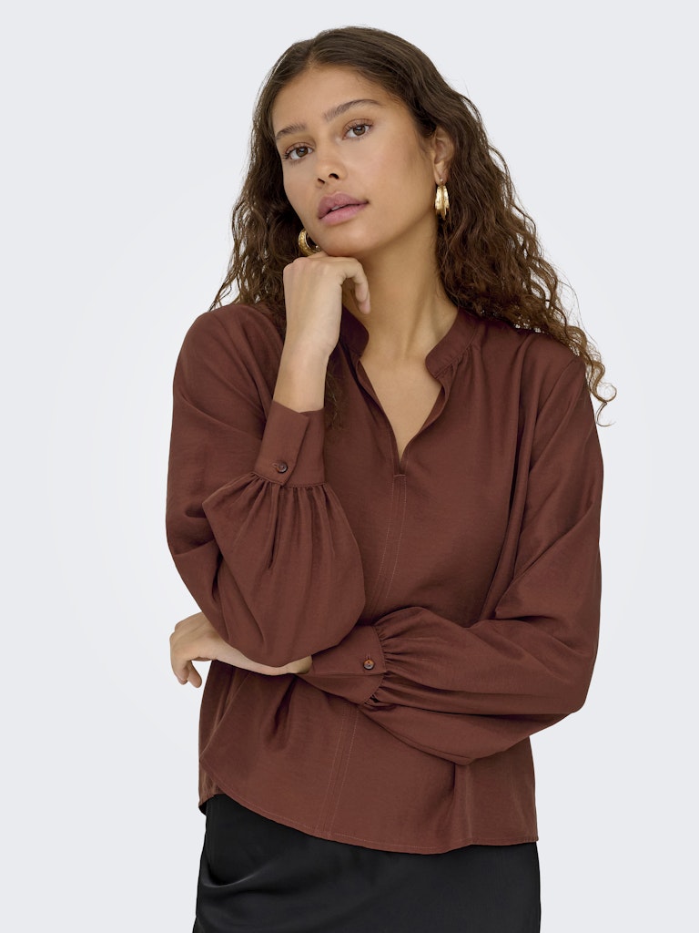Celeste V-Neck Top - Cherry Mahogany