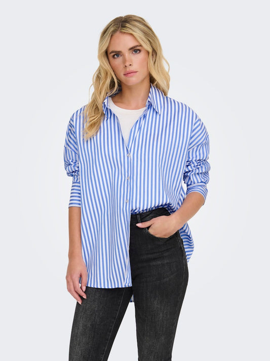 Vesper Striped Shirt - Cornflower Blue