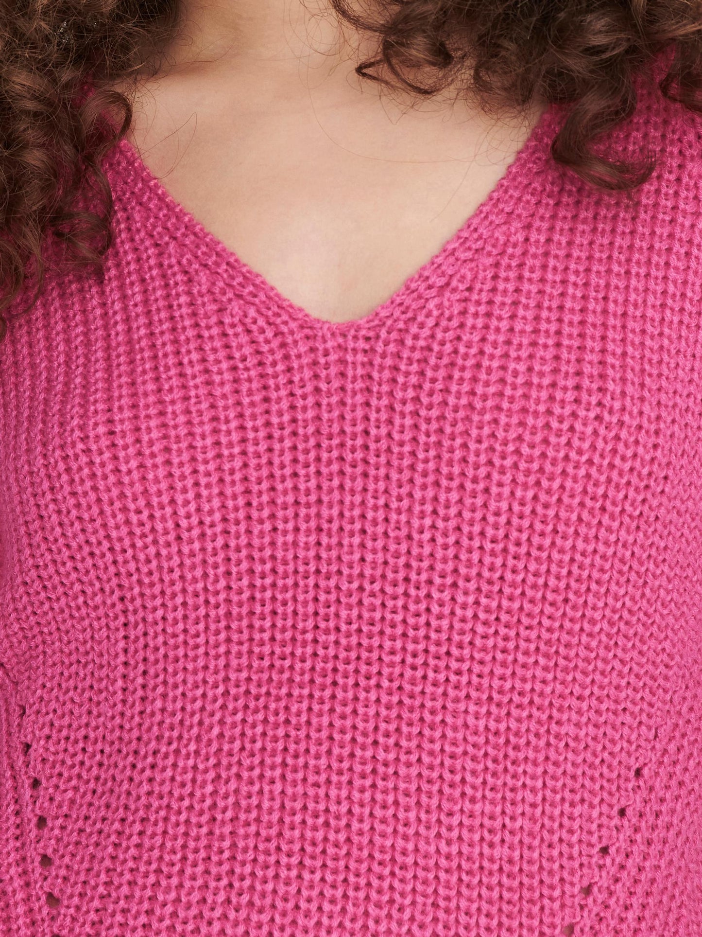 Justy V-Neck Pullover - Shocking Pink