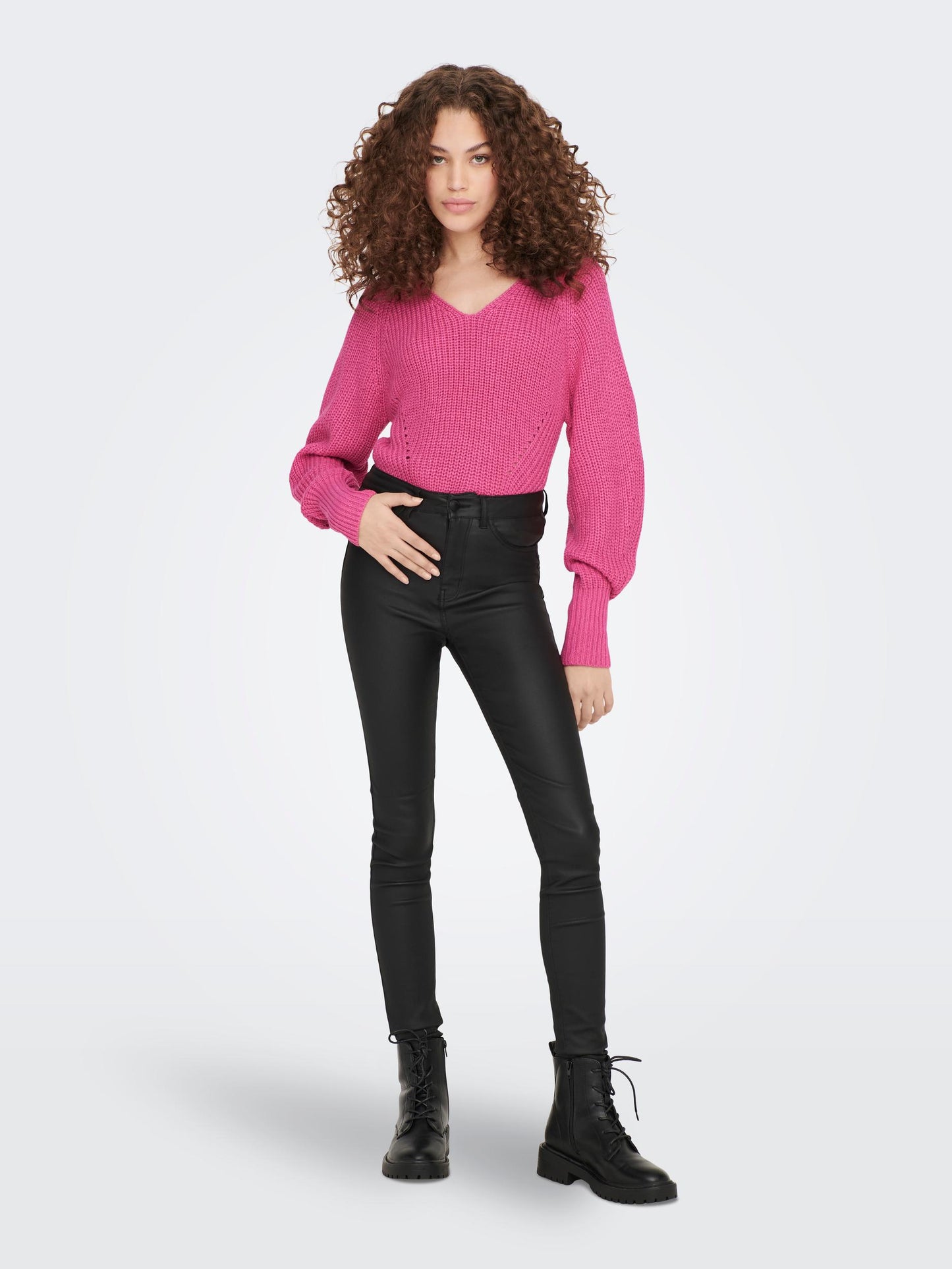 Justy V-Neck Pullover - Shocking Pink