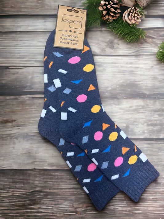 Shapes Cosy Socks - Navy