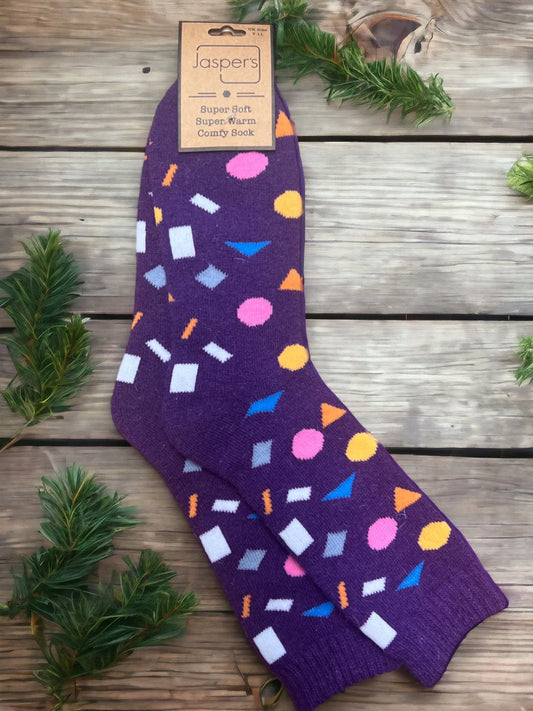 Shapes Cosy Socks - Purple