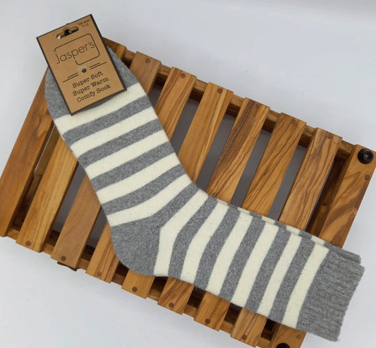 Unisex Striped Cosy Socks - Grey