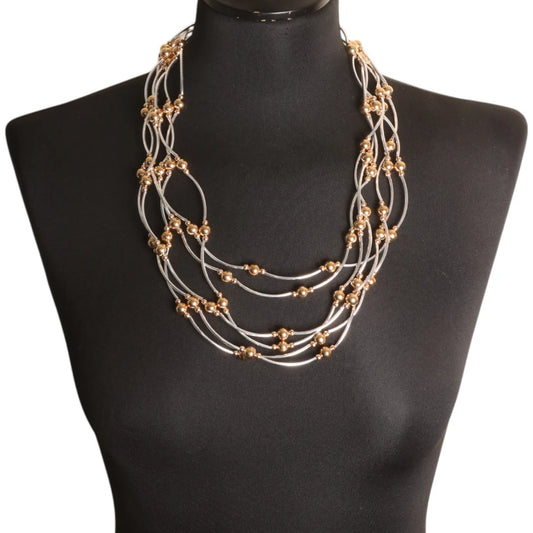 Layered Necklace with Beads - MIxed