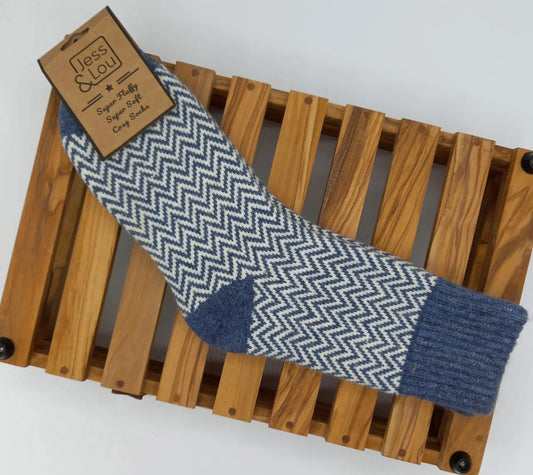 Herringbone Cosy Socks - Navy