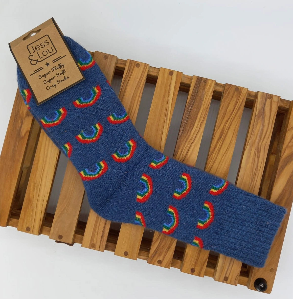 Rainbow Cosy Socks - Navy