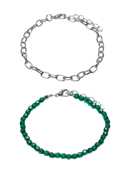 Eliza Two Pack Beaded Bracelet - Bayberry Silver