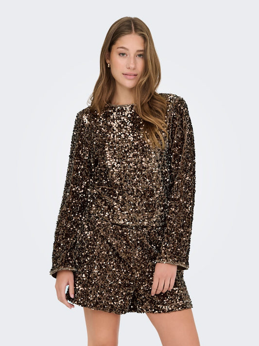 Confidence Sequin Bow Top - Mountain Trail