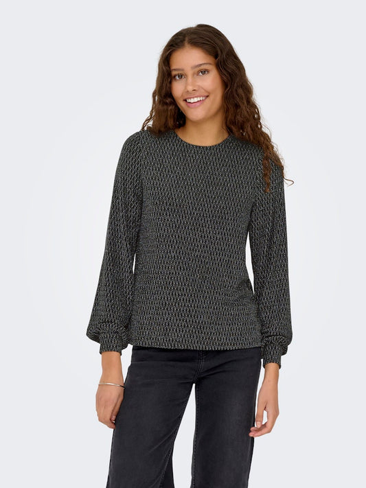 Carol Glitter Bow Top - Black Harlekin Silver