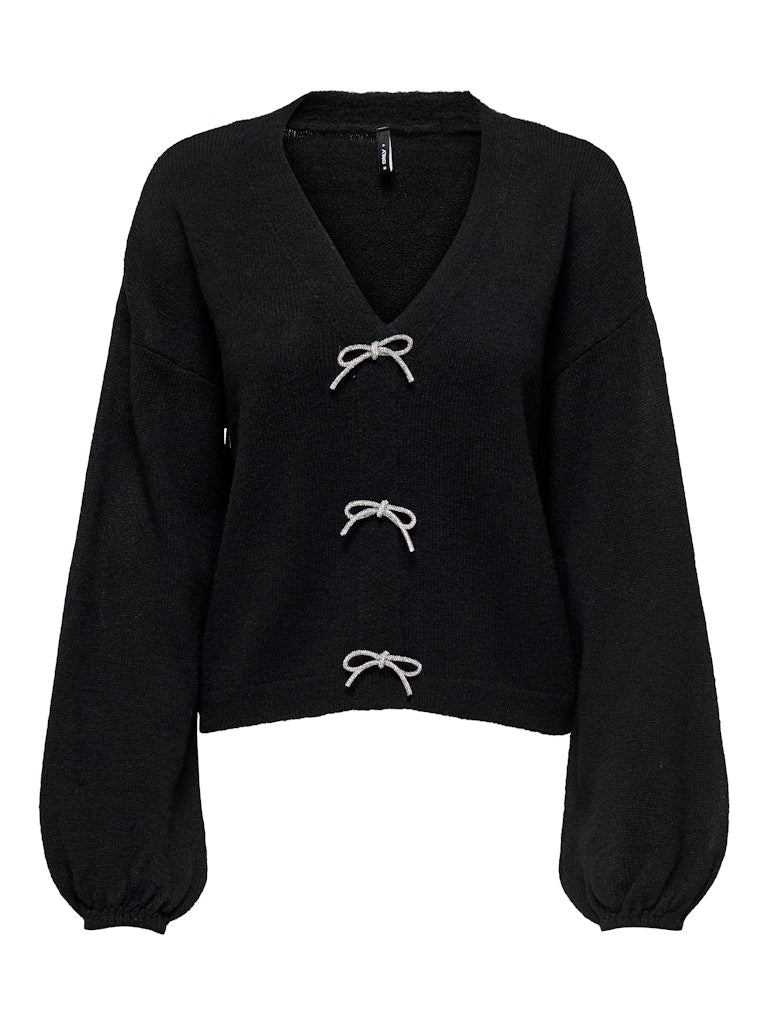 Donna V-Neck Bow Knit - Black