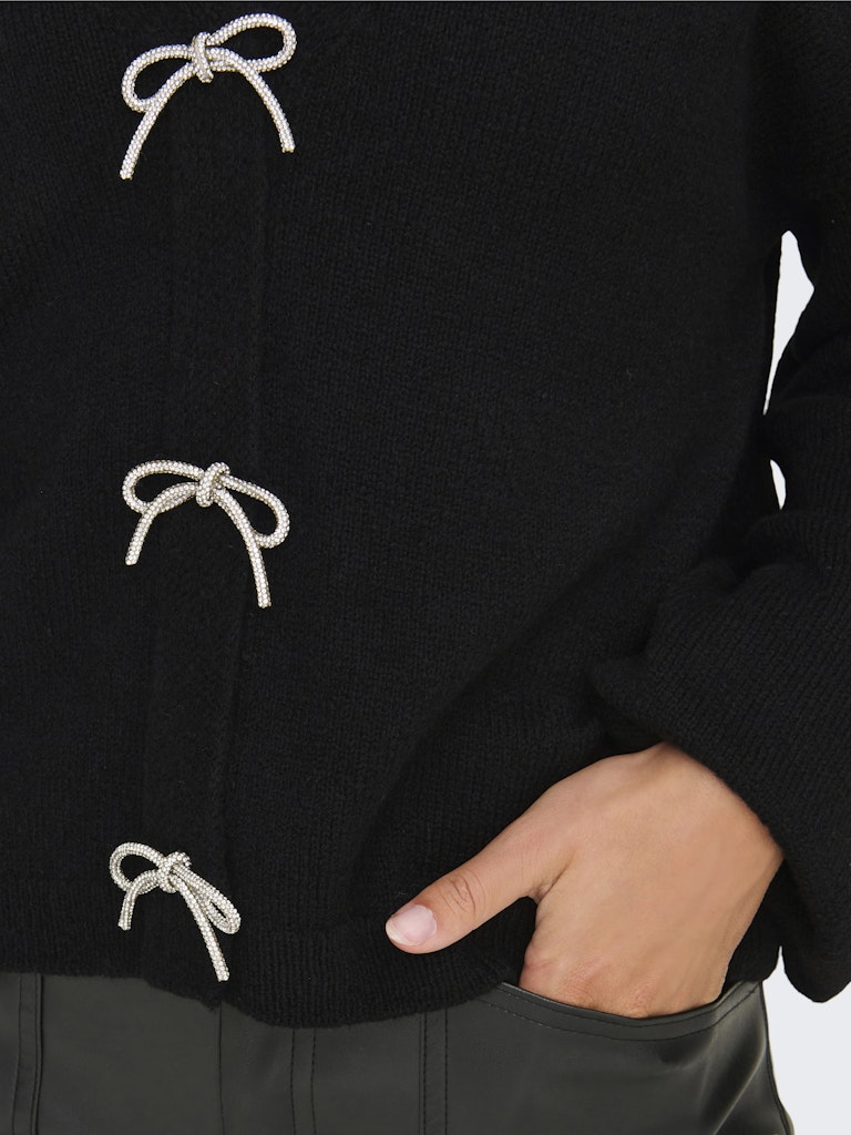 Donna V-Neck Bow Knit - Black