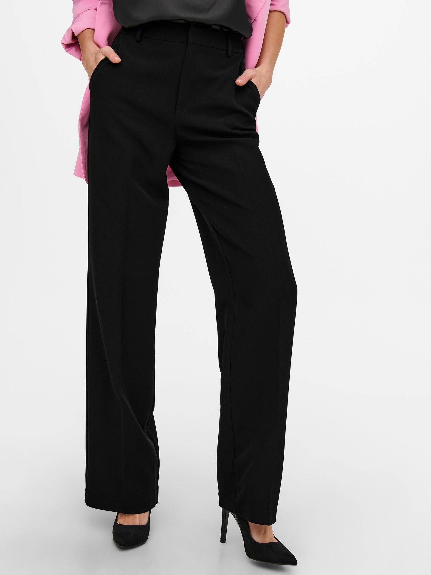 Berry High Waisted Wide Trousers - Black