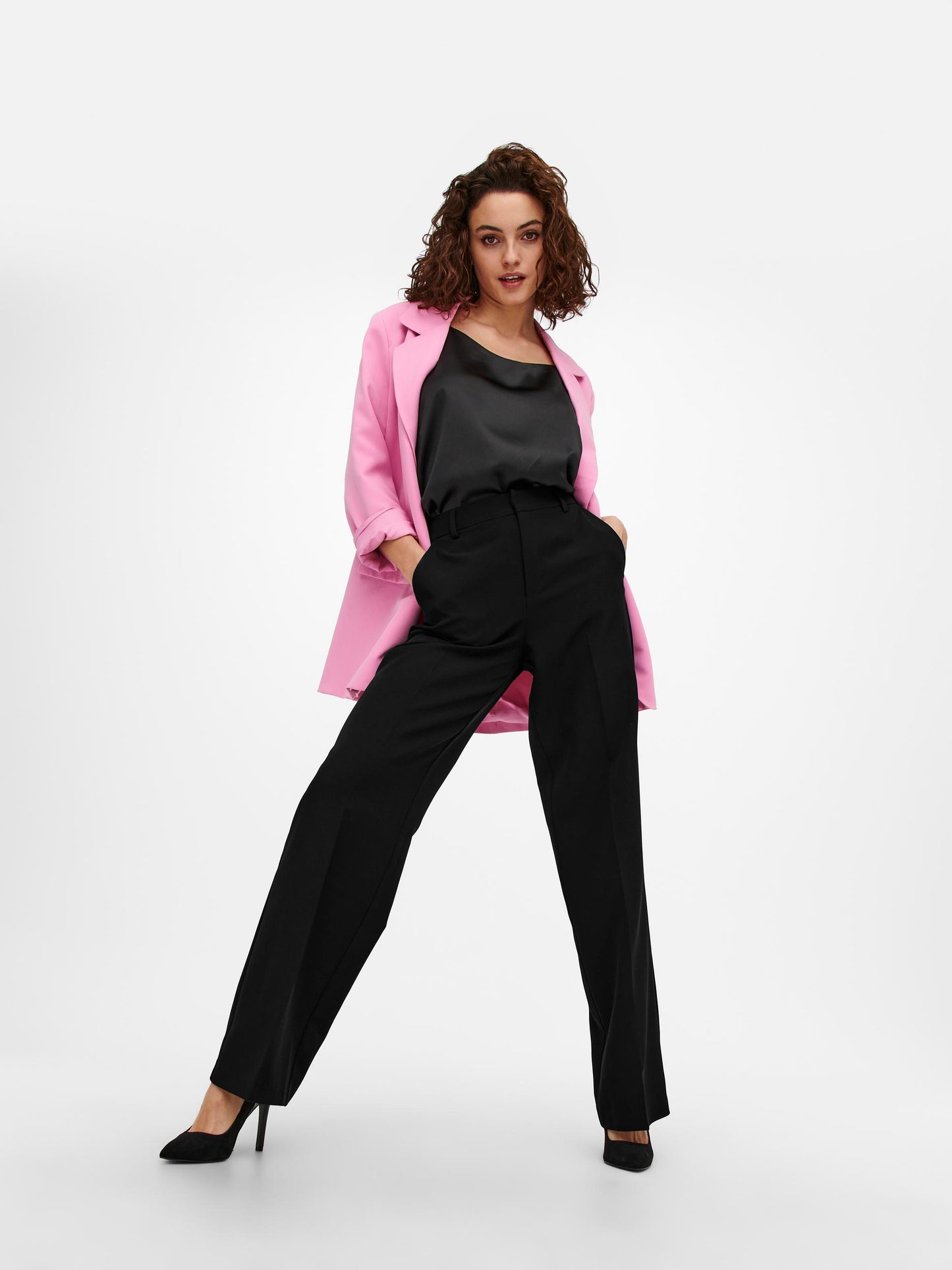 Berry High Waisted Wide Trousers - Black