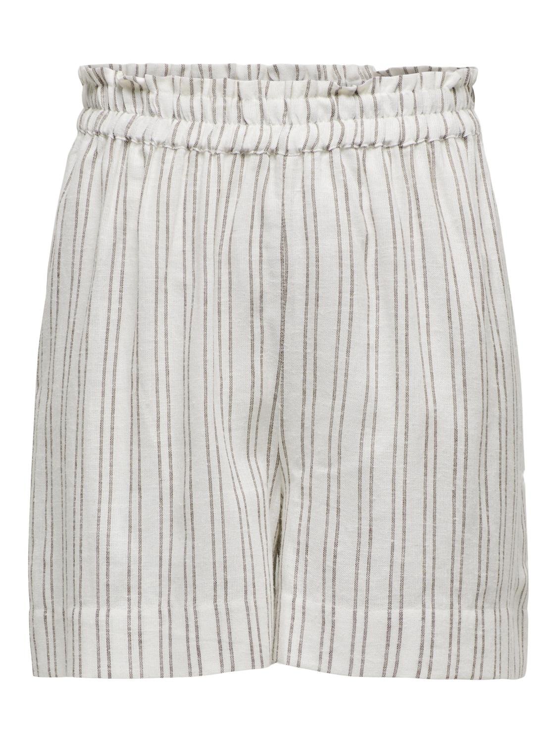 Tokyo Life Linen Shorts - White Pinstripe