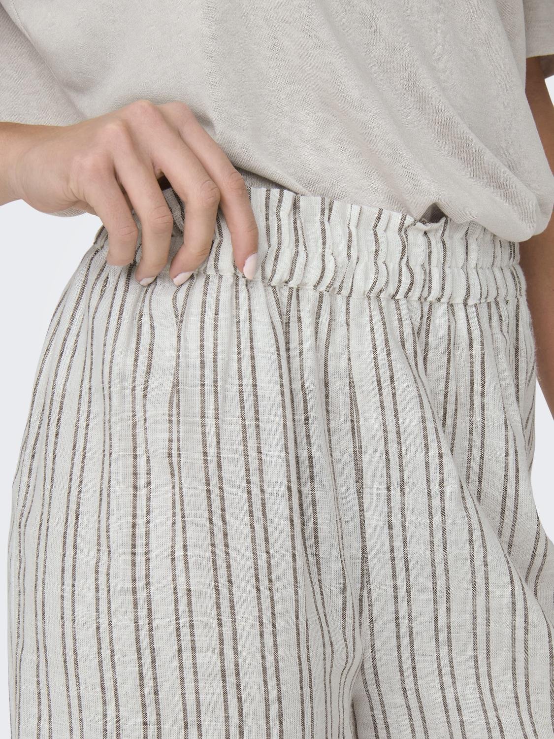 Tokyo Life Linen Shorts - White Pinstripe