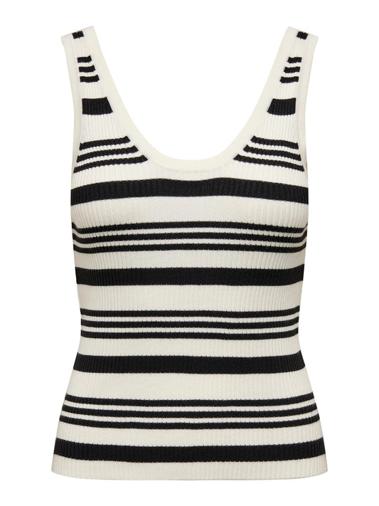 Andrea Knitted Singlet - Cloud Dancer Multi Stripe