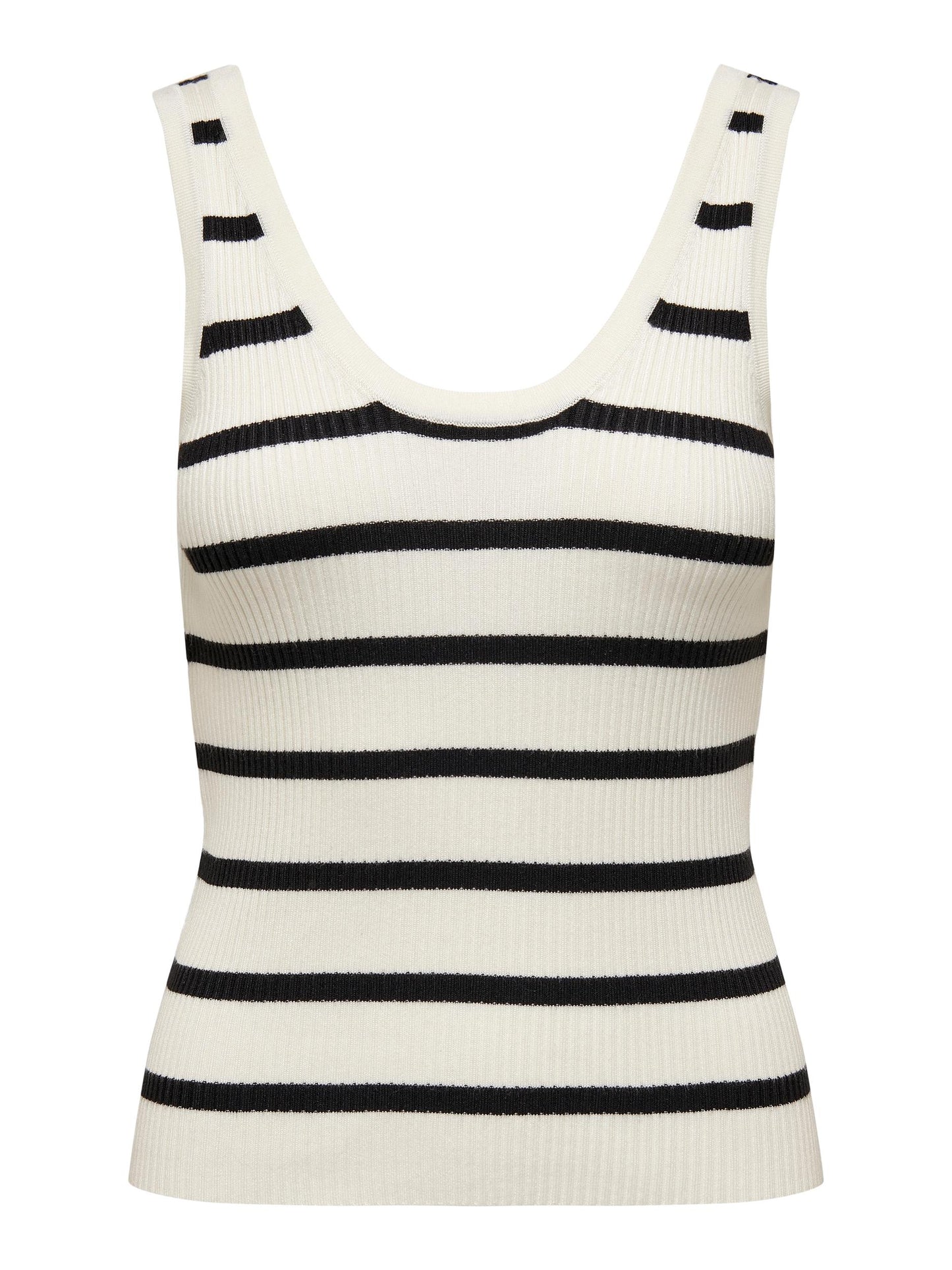 Andrea Knitted Singlet - Cloud Dancer Thin Stripes
