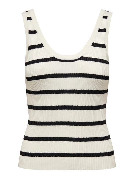 Andrea Knitted Singlet - Cloud Dancer Thin Stripes