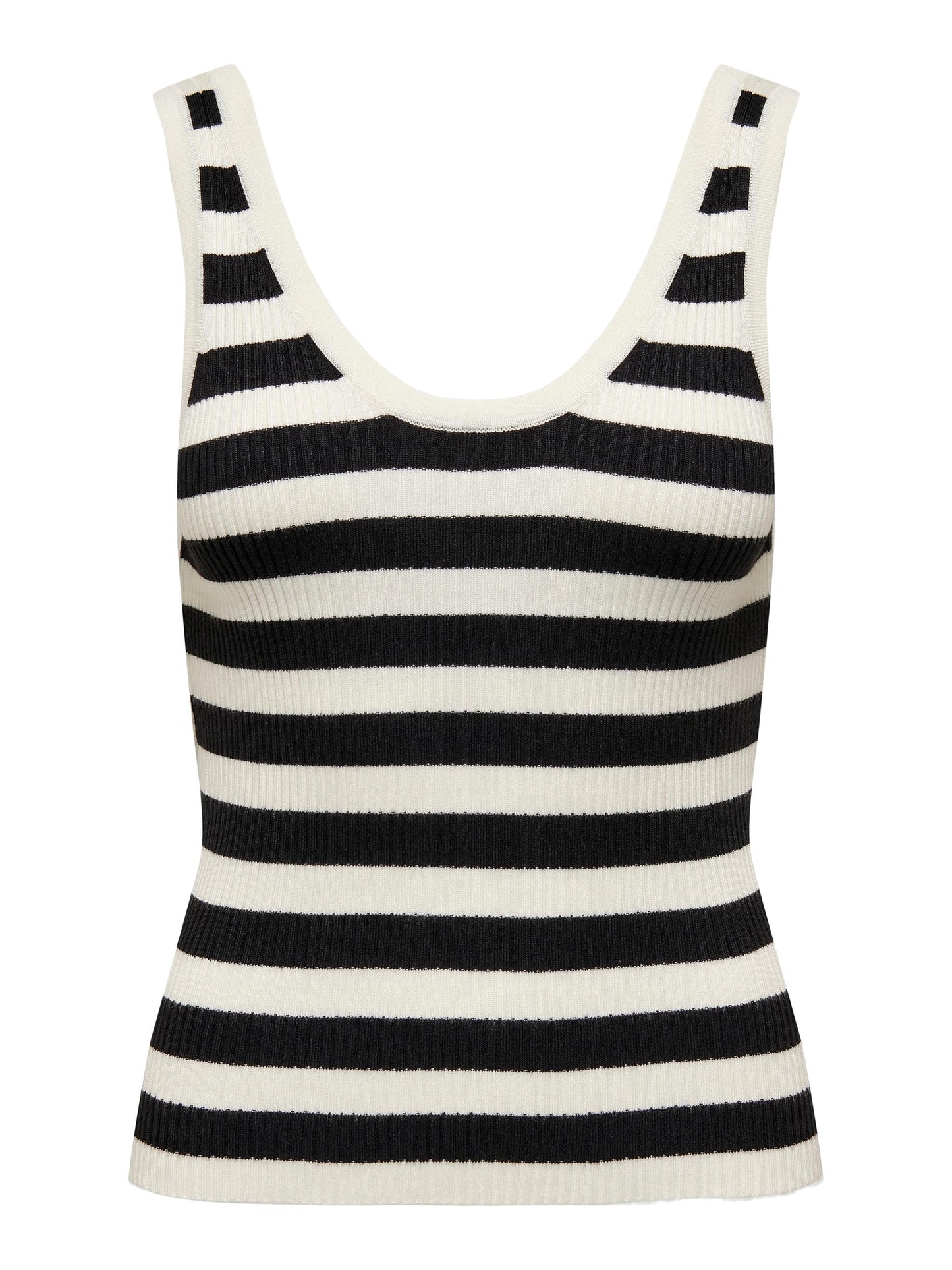 Andrea Knitted Singlet - Black Wide Stripes