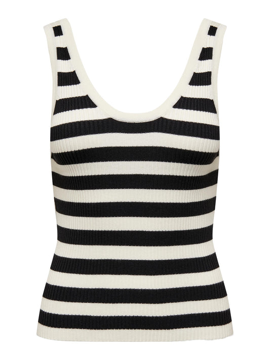 Andrea Knitted Singlet - Black Wide Stripes