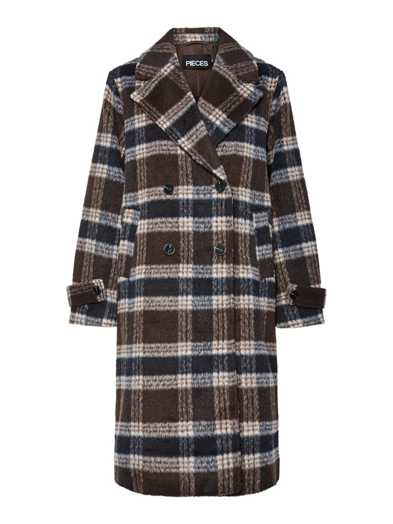 Marble Check Coat - Hot Fudge