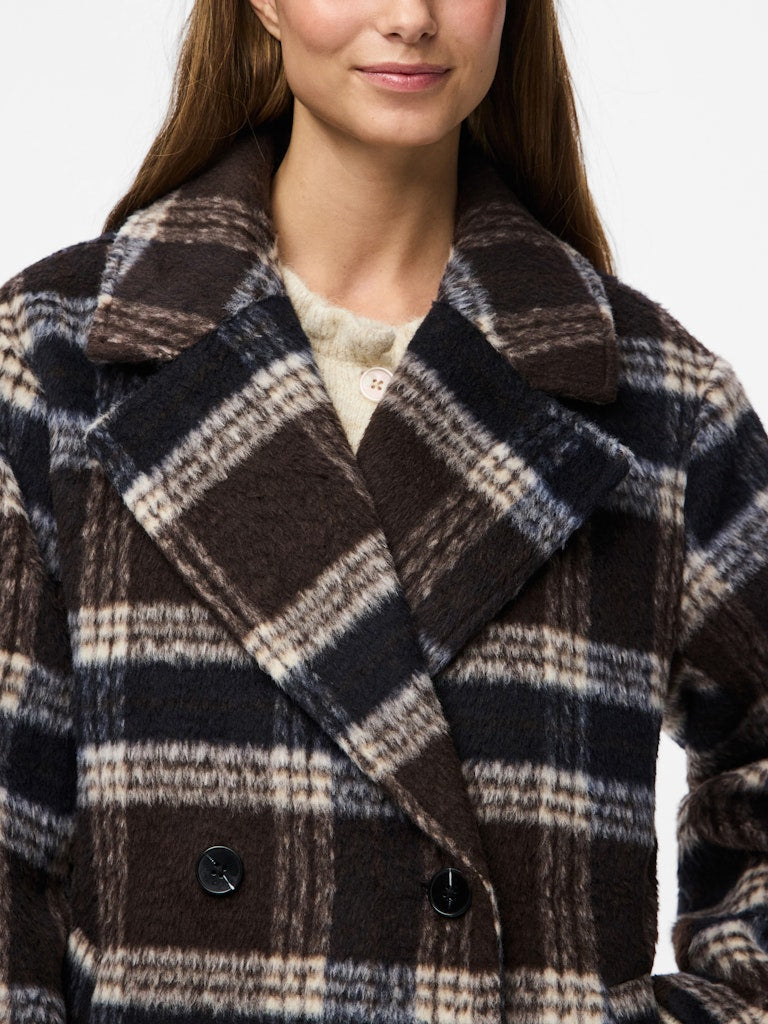 Marble Check Coat - Hot Fudge