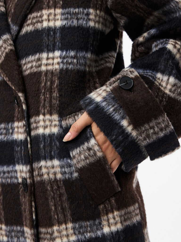 Marble Check Coat - Hot Fudge