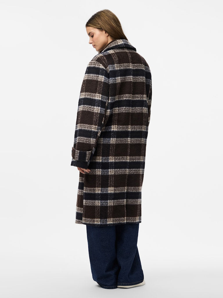 Marble Check Coat - Hot Fudge