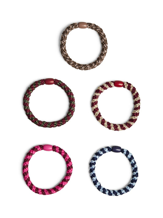 Jasmina Hair Elastic 5-Pack - Beet Red Multi