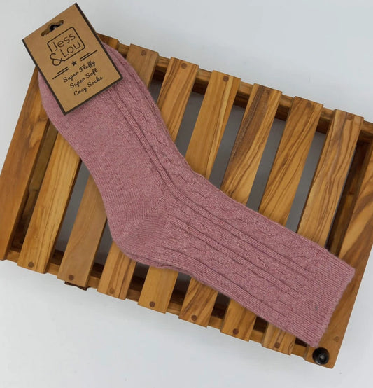 Cable Cosy Socks - Pink