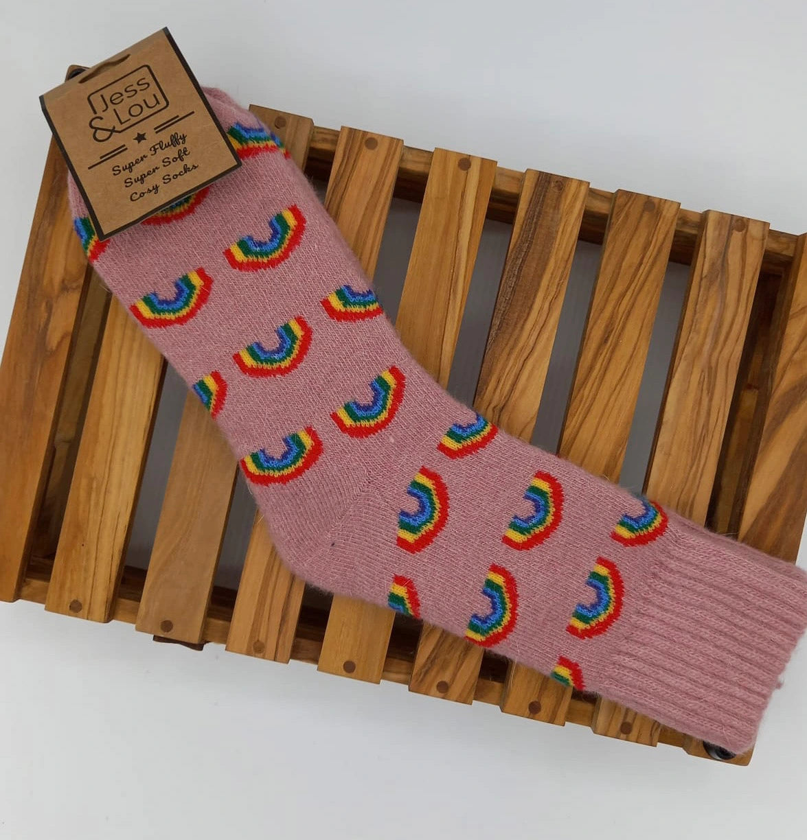 Rainbow Cosy Socks - Pink