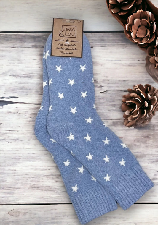 Star Cosy Socks - Cornflower