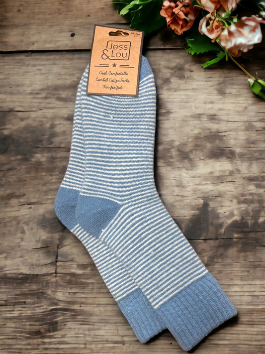 Striped Cosy Socks - Cornflower