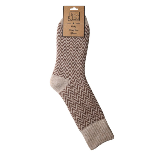 Herringbone Cosy Socks - Cappuccino