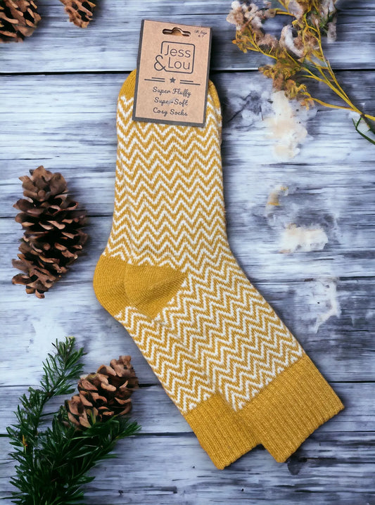 Herringbone Cosy Socks - Gold