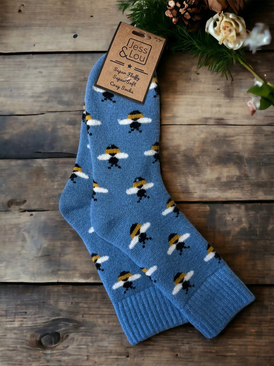 Bee Cosy Socks - Cornflower